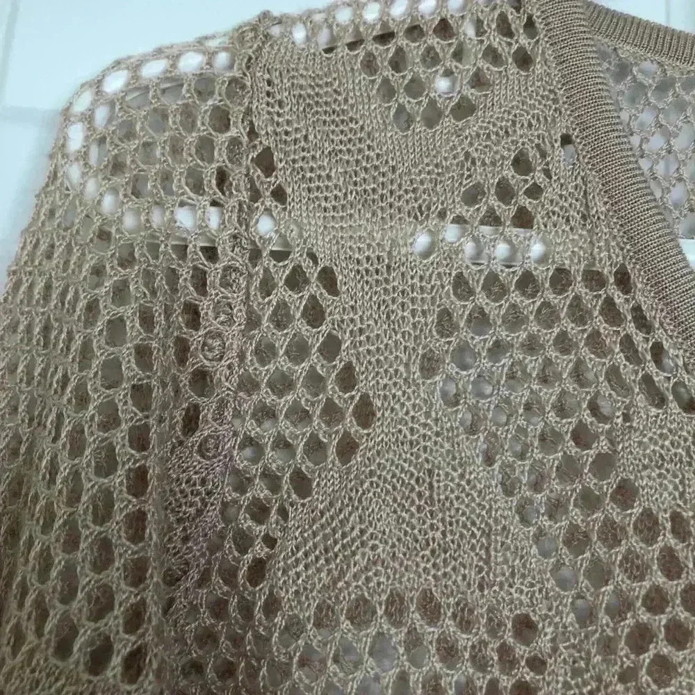 Tricotto Peach/Pink Mesh Cardigan Size  Small - Picture 12 of 16
